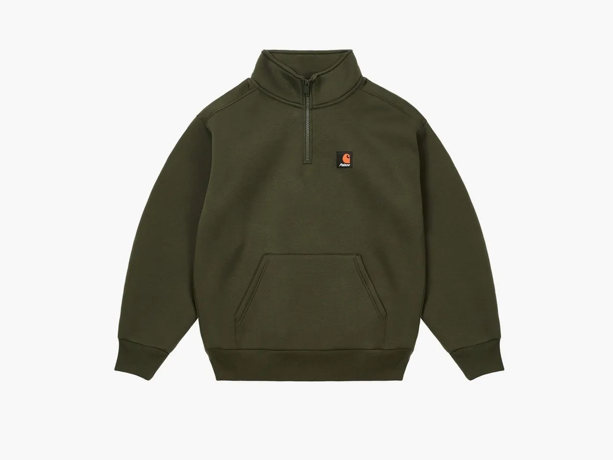  Palace x Carhartt WIP Carlux 1/2 Zip Sweatshirt «Plant»