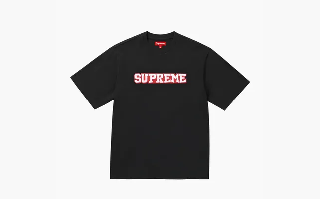 Одежда Supreme Satin Appliqué S/S Top «Black» chyernye