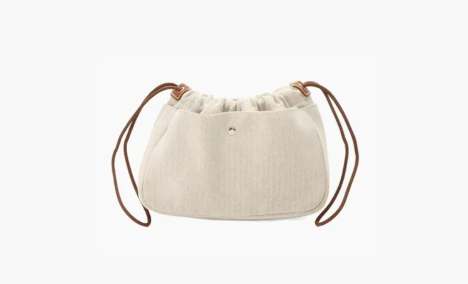 Сумки HERMES Garden Party Canvas With Calfskin Insert Clutch «Beige» bezhevye