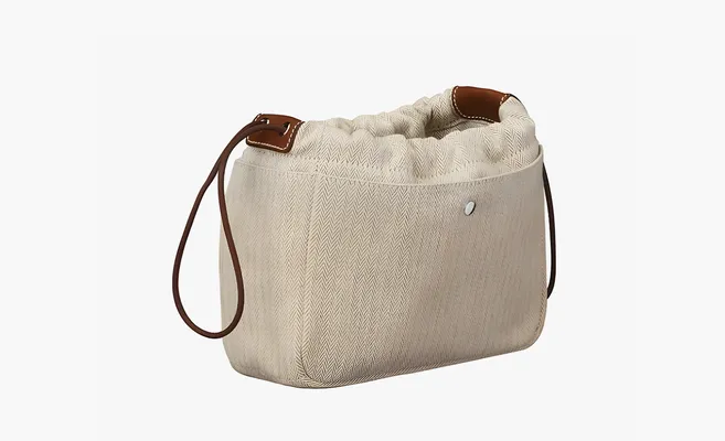 Сумки HERMES Garden Party Canvas With Calfskin Insert Clutch «Beige» bezhevye