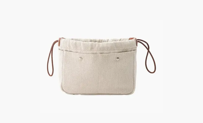 Сумки HERMES Garden Party Canvas With Calfskin Insert Clutch «Beige» bezhevye