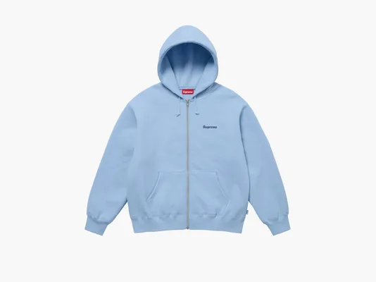 Одежда Supreme Crest Zip Up Hooded Sweatshirt «Light Blue» golubye