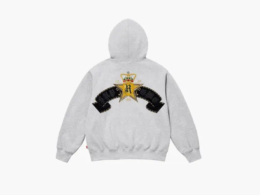 Одежда Supreme Crest Zip Up Hooded Sweatshirt «Heather Grey» serye