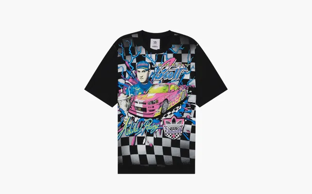 Одежда Adidas Originals x JEREMY SCOTT Crossover FW22 Casual Grid Printing Sports Short Sleeve Black T-Shirt «Black» chyernye