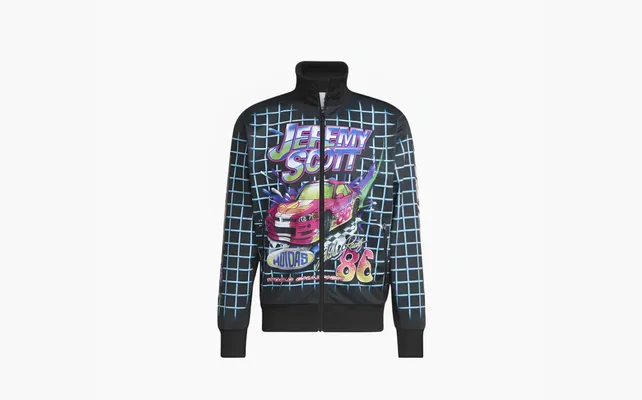 Одежда Adidas originals x JEREMY SCOTT Crossover Cartoon Plaid Printing Sports Jacket «Black» chyernye