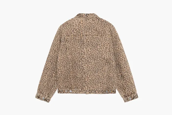  Stussy Trucker Jacket Vintage Denim  «Leopard» korichnevye