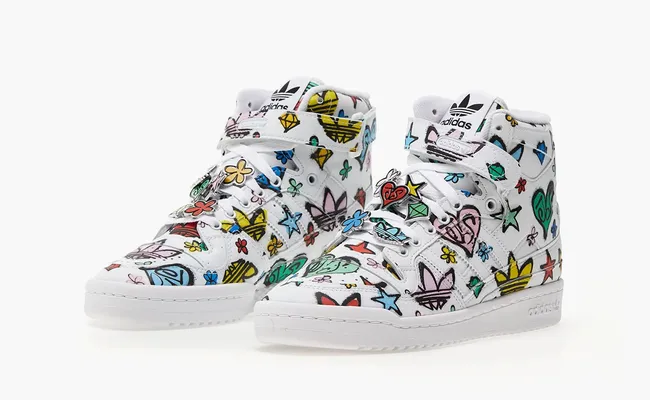Кроссовки Adidas Forum 84 High x Jeremy Scott «Monogram» belye