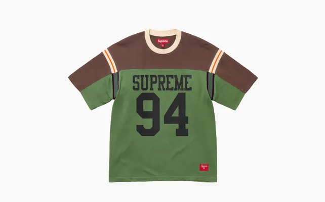Одежда Supreme Split Short-Sleeve Football Top «Green» zelyenye