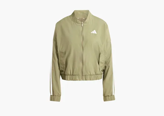 Одежда Adidas Essentials 3-Stripes Lifestyle Woven Bomber Jacket  «Olive Strata / White» zelyenye