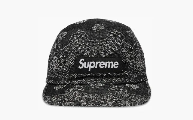 Аксессуары Supreme Bandana Jacquard Denim Camp Cap «Black» chyernye