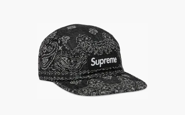 Аксессуары Supreme Bandana Jacquard Denim Camp Cap «Black» chyernye