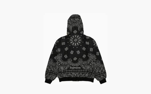  Supreme Bandana Jacquard Denim Hooded Work Jacket «Black» chyernye