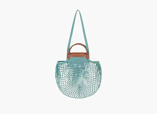  Longchamp Le Pliage Filet Top Handle Bag  «Lagoon» golubye