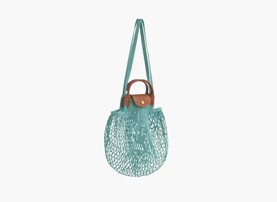  Longchamp Le Pliage Filet Top Handle Bag  «Lagoon» golubye