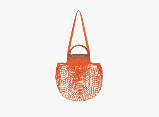  Longchamp Le Pliage Filet Top Handle Bag  «Orange» oranzhevye