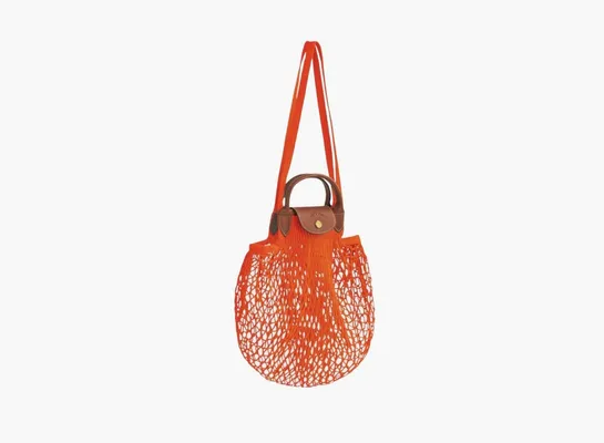  Longchamp Le Pliage Filet Top Handle Bag  «Orange» oranzhevye