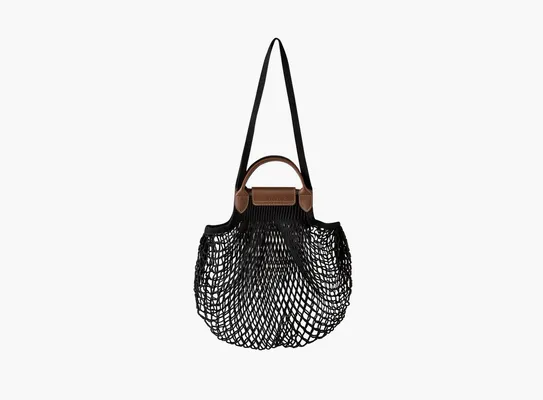  Longchamp Le Pliage Filet Top Handle Bag  «Black» chyernye