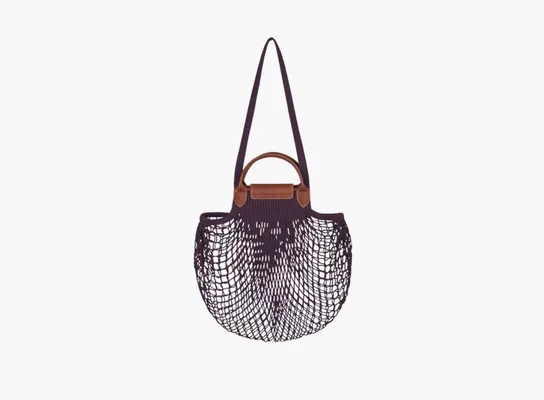  Longchamp Le Pliage Filet Top Handle Bag  «Eggplant» fioletovye
