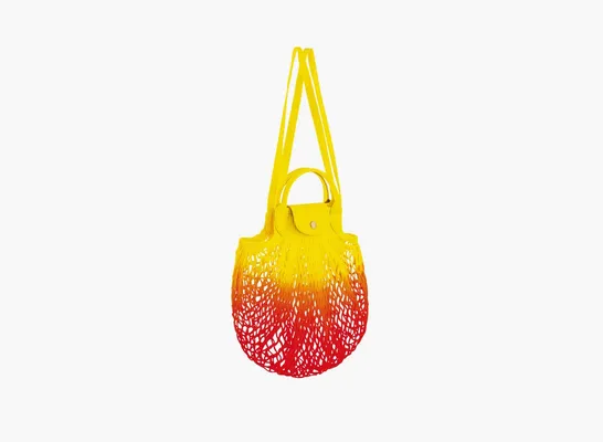  Longchamp Le Pliage Filet Top Handle Bag  «Ombre Yellow/Orange» raznotsvetnye