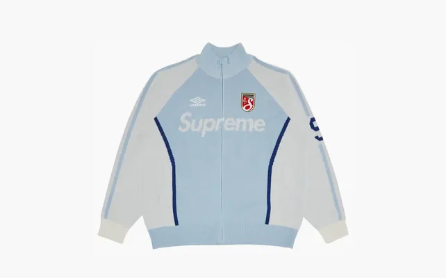 Одежда Supreme x Umbro Zip Up Sweater «Light Blue» golubye
