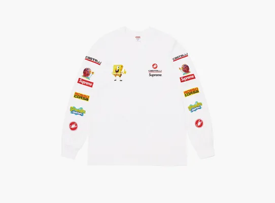 Одежда Supreme SpongeBob x Castelli Racing L/S Tee  «White» белый