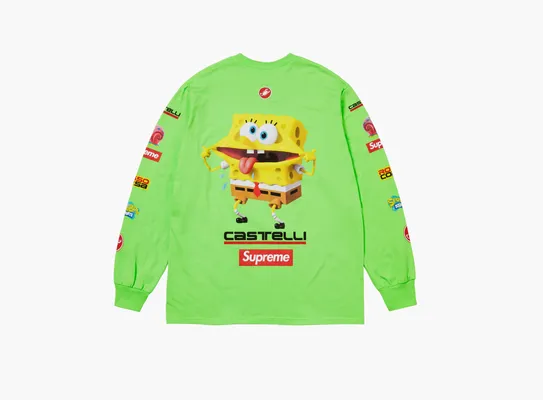 Одежда Supreme SpongeBob x Castelli Racing L/S Tee  «Green» зеленый
