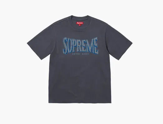 Одежда Supreme Flocked Washed S/S Top  «Dusty Navy» sinie