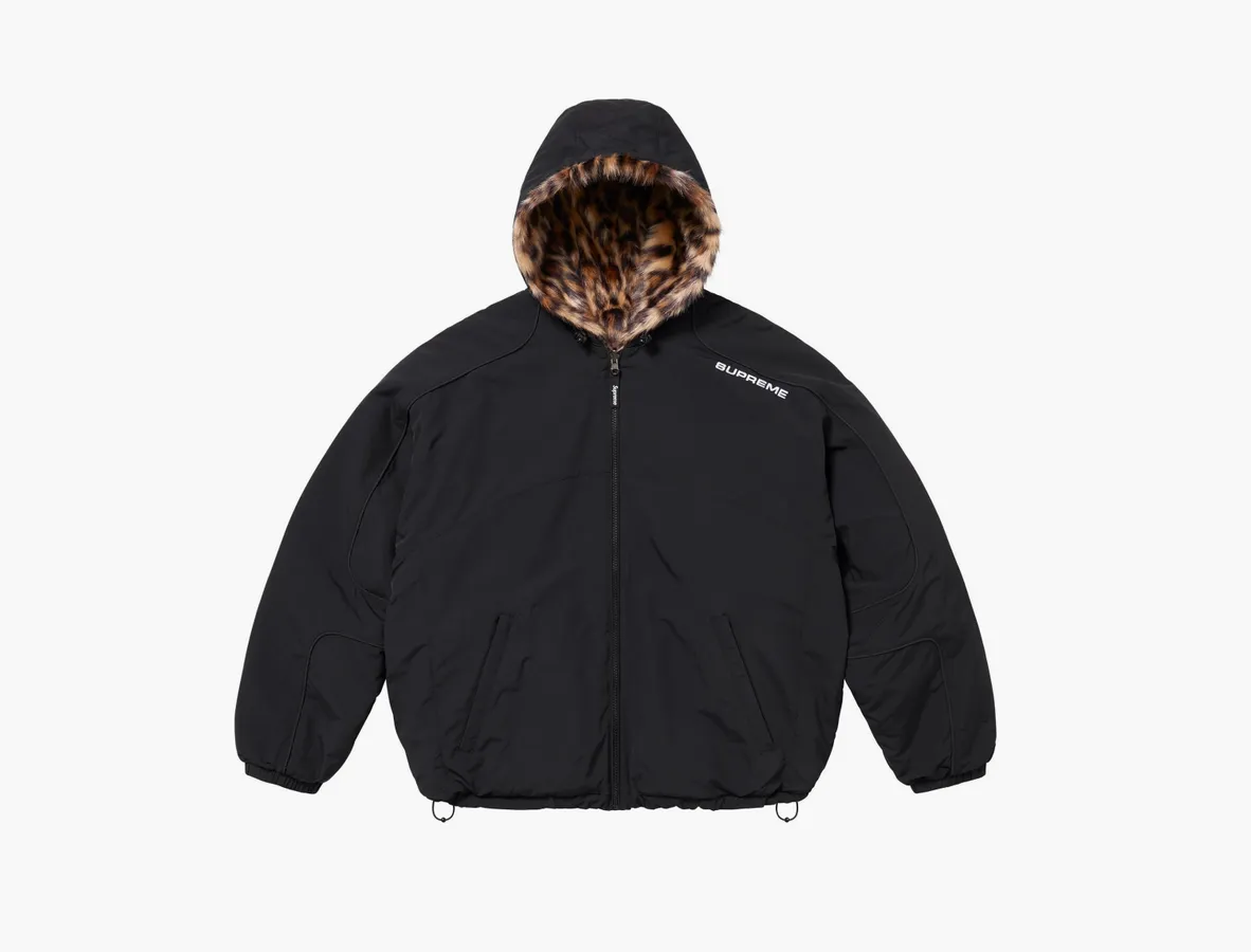 Supreme Faux Fur Reversible Hooded Track Jacket «Black»