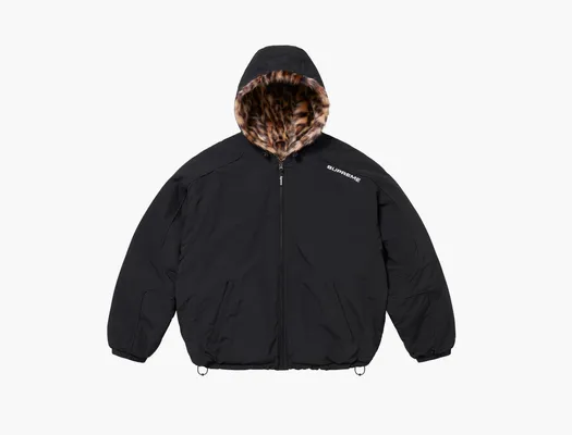  Supreme Faux Fur Reversible Hooded Track Jacket  «Black» chyernye