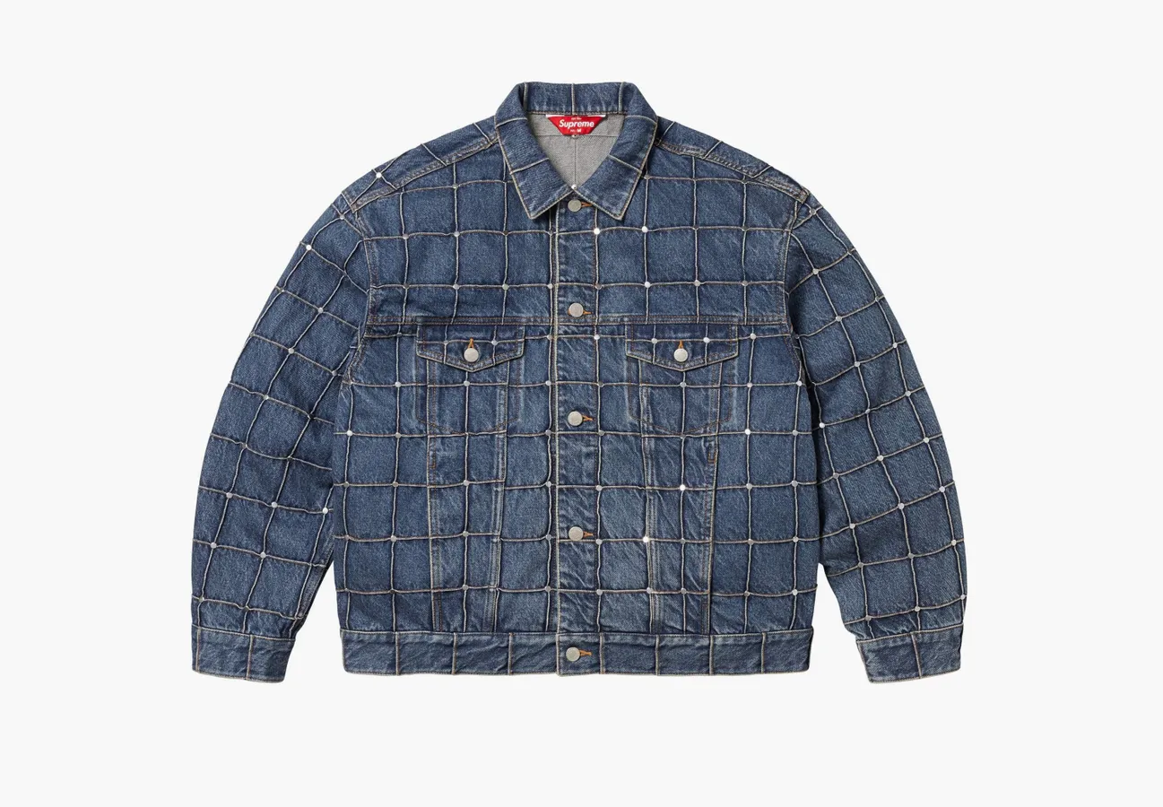 Supreme Studded Seam Denim Trucker Jacket «Blue»