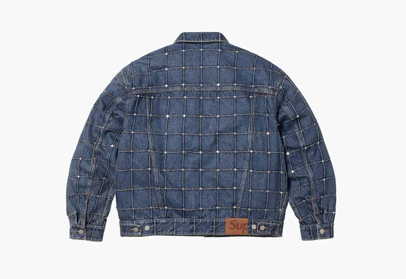  Supreme Studded Seam Denim Trucker Jacket  «Blue» sinie