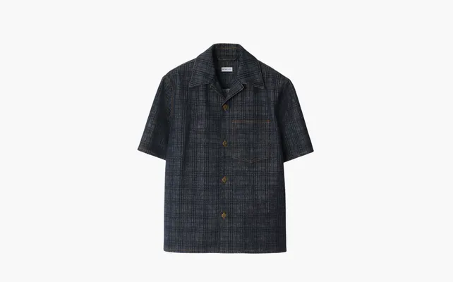 Одежда Burberry Relaxed Fit Check Denim Shirt «Indigo» sinie