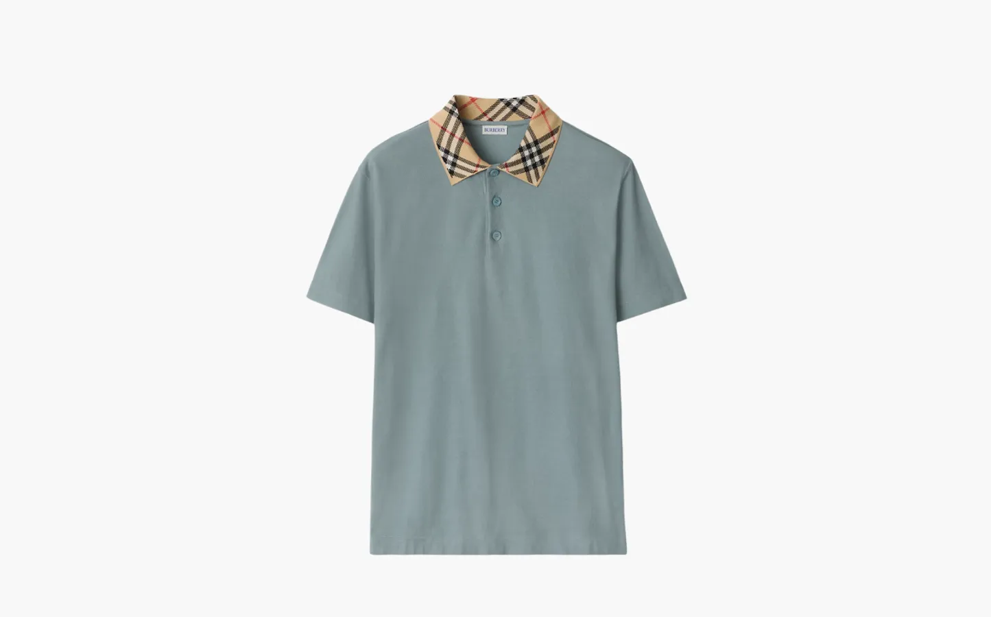 Burberry Check Collar Cotton Polo Shirt «Gray»