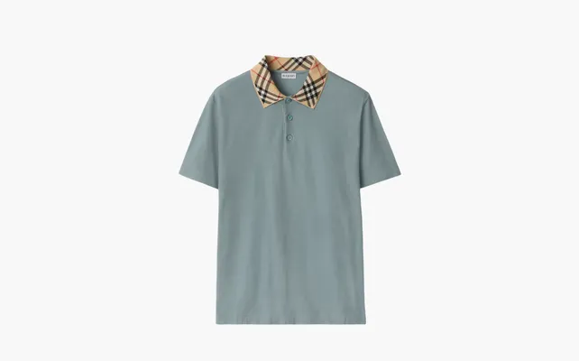 Одежда Burberry Check Collar Cotton Polo Shirt «Gray» serye
