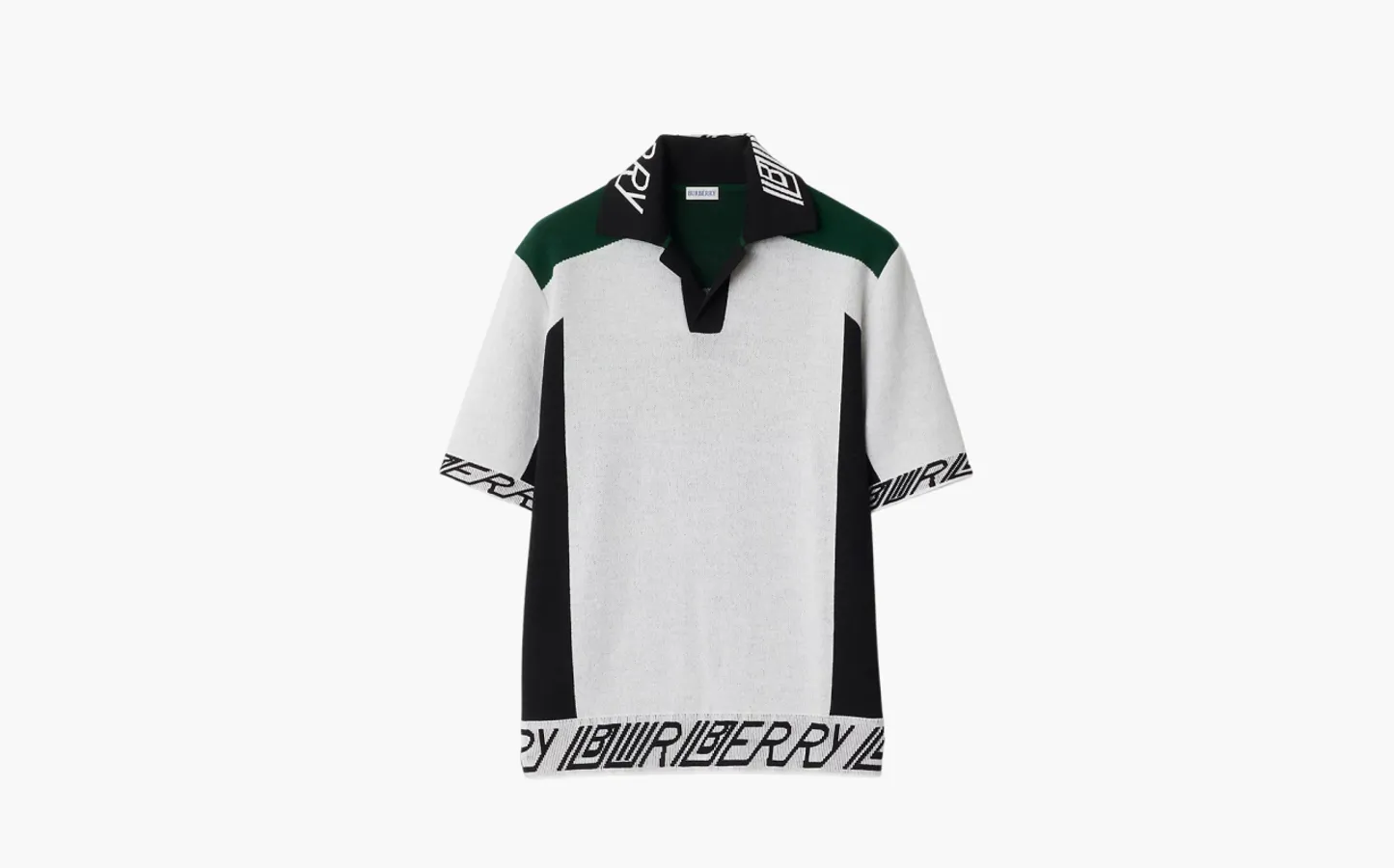Burberry Logo Trim Wool Polo Shirt «White»