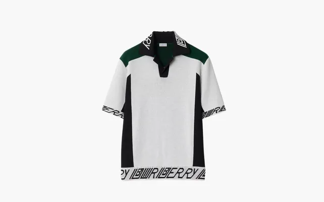 Одежда Burberry Logo Trim​ Wool Polo Shirt «White» belye