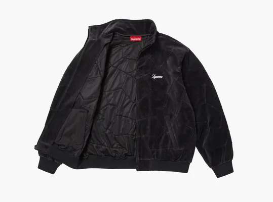  Supreme Patchwork Velour Track Jacket  «Black» chyernye
