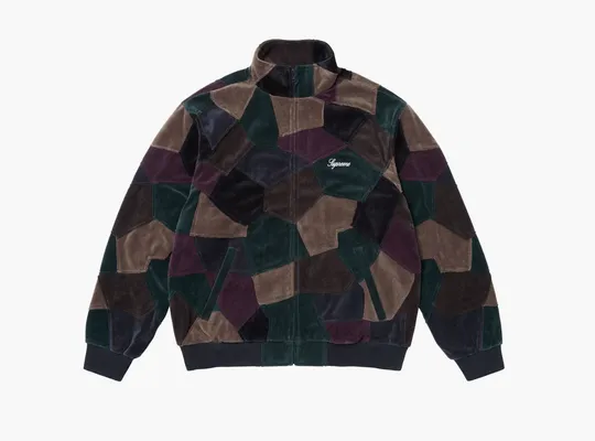  Supreme Patchwork Velour Track Jacket  «Dark Navy» raznotsvetnye