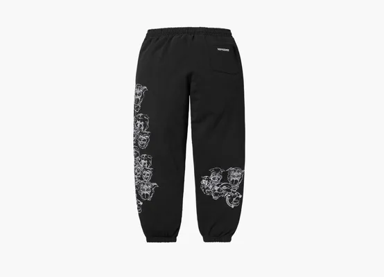 Одежда Supreme  Pitbulls Embroidered Sweatpant  «Black» chyernye