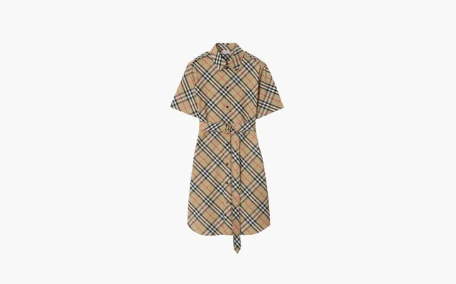 Одежда Burberry Check Cotton Shirt Dress «Khaki» korichnevye