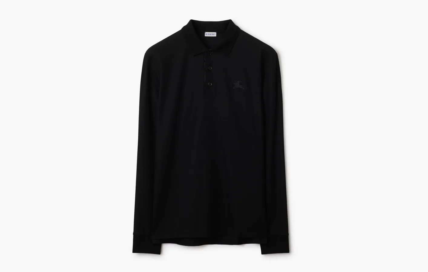 Burberry Long-sleeve Cotton Polo Shirt «Black»