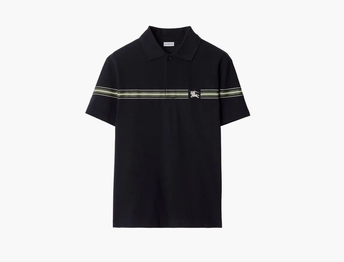 Burberry Striped Cotton Polo Shirt «Indigo»