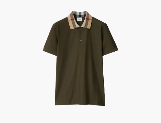 Одежда Burberry Check Collar Cotton Polo Shirt  «Loch» zelyenye
