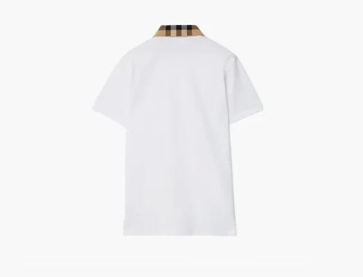 Одежда Burberry Check Collar Cotton Polo Shirt  «White» belye