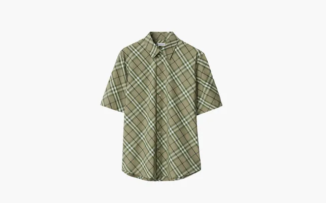 Одежда Burberry Check Cotton Shirt in Skylark «Lark» zelyenye