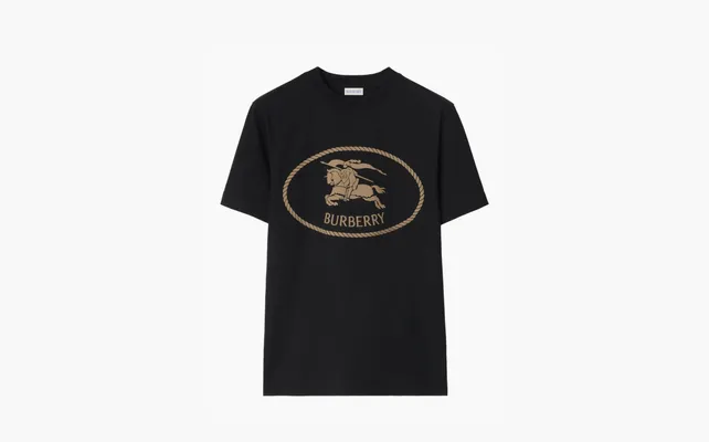 Одежда Burberry Knight-stamp Cotton T-shirt «Black» chyernye