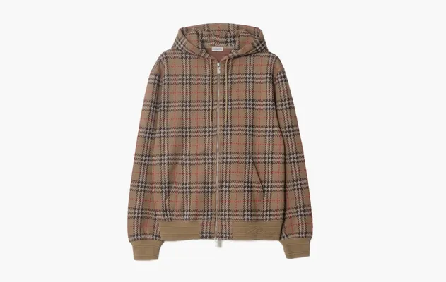 Одежда Burberry Check Cotton Blend Zip Hoodie  «Nut» korichnevye