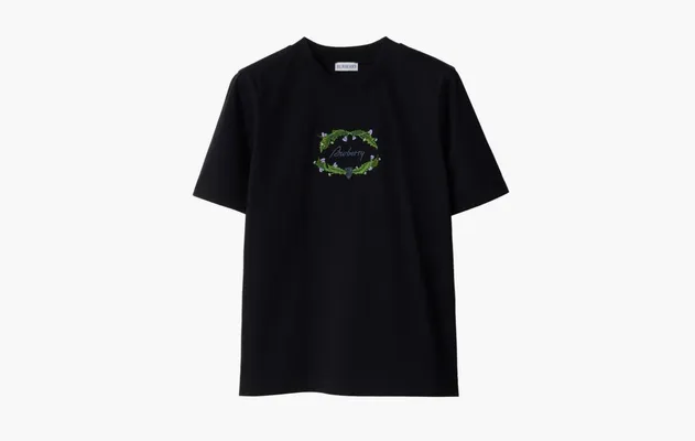Одежда Burberry Thistle Logo Cotton T-shirt  «Coal» chyernye