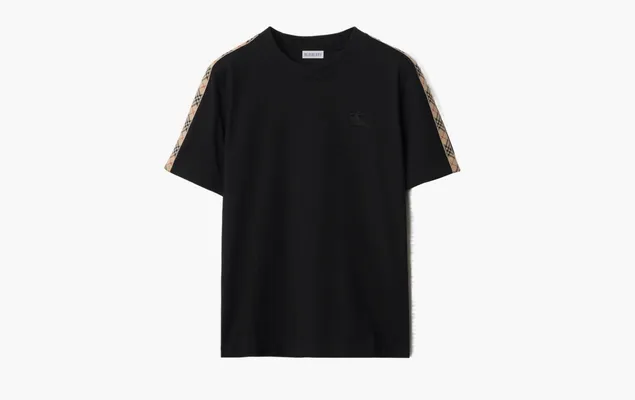 Одежда Burberry Check Trim Cotton T-shirt  «Black» chyernye