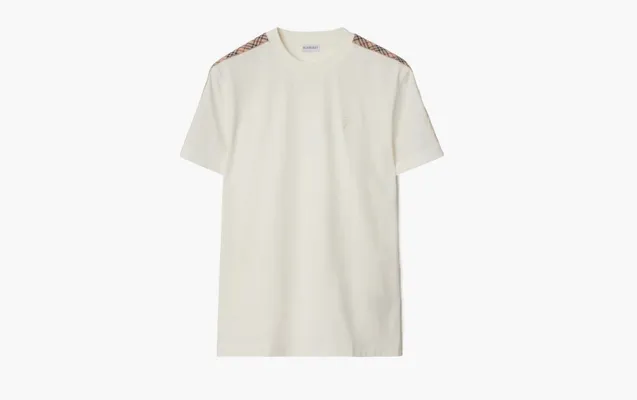 Одежда Burberry Check Trim Cotton T-shirt «Chalk» belye
